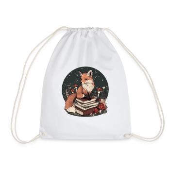 Cottagecore Fuchs mit Büchern - Turnbeutel - Weiß - Vorne