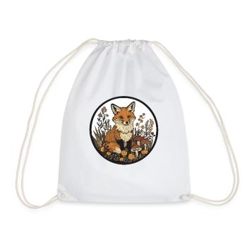 Cottagecore Fuchs mit Blumen - Turnbeutel - Weiß - Vorne