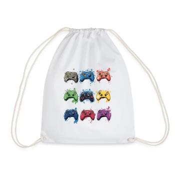 Bunte Controller für Gamer - Turnbeutel - Weiß - Vorne