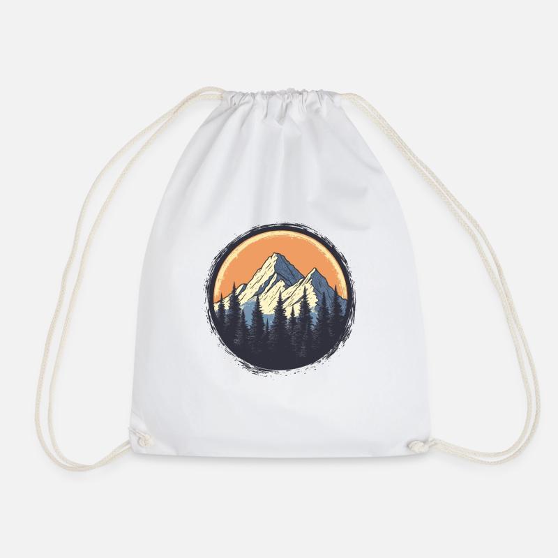 Berge und Wald, ein Wander Design - Turnbeutel - Weiß