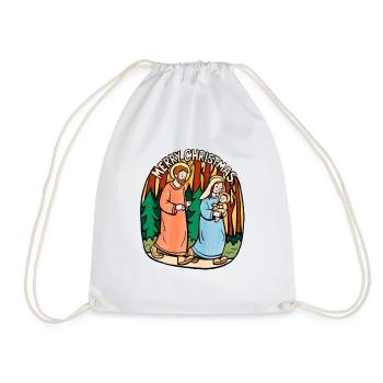 Merry Christmas Geschenkidee Geschenk Familie Holy - Turnbeutel - Weiß - Vorne