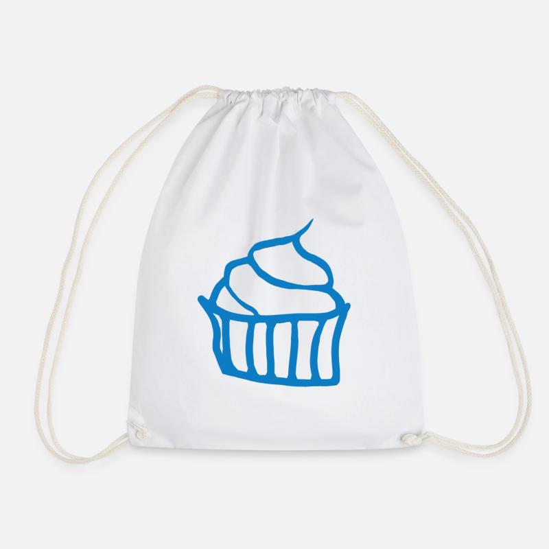 Gemalter Cupcake blau - Turnbeutel - Weiß