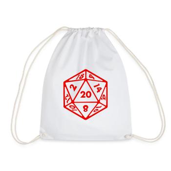 Würfel D20 W20 Tabletop RPG Pen and Paper - Turnbeutel - Weiß - Vorne