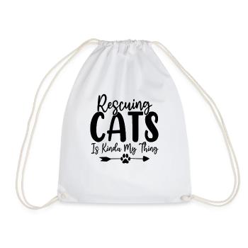 Rescuing Cats Is Kinda My Thing Funny Shelter - Drawstring Bag - white - Front