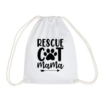 Rescue Cat Mama Animal Activist Funny Rescue Mom - Drawstring Bag - white - Front