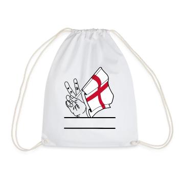 Flag England with transparent hand peace - Drawstring Bag - white - Front