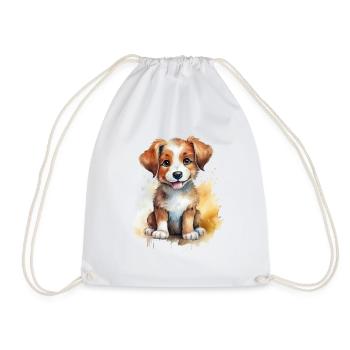 Hund Welpe Aquarell Illustration - Turnbeutel - Weiß - Vorne