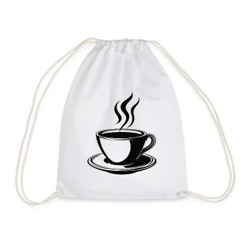 Kaffee icon schwarz mit untersetzer - Turnbeutel - Weiß - Vorne