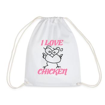 Pink I Love Chickens Creative Chicken - Drawstring Bag - white - Front