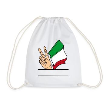 Flag Italy peace sign text space - Drawstring Bag - white - Front