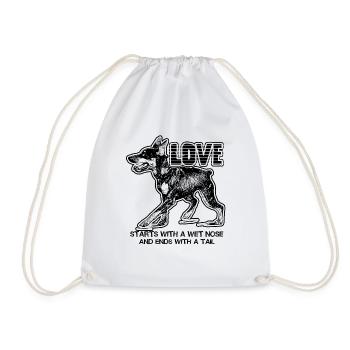 Doberman Pinscher Starts With A Wet Nose - Drawstring Bag - white - Front
