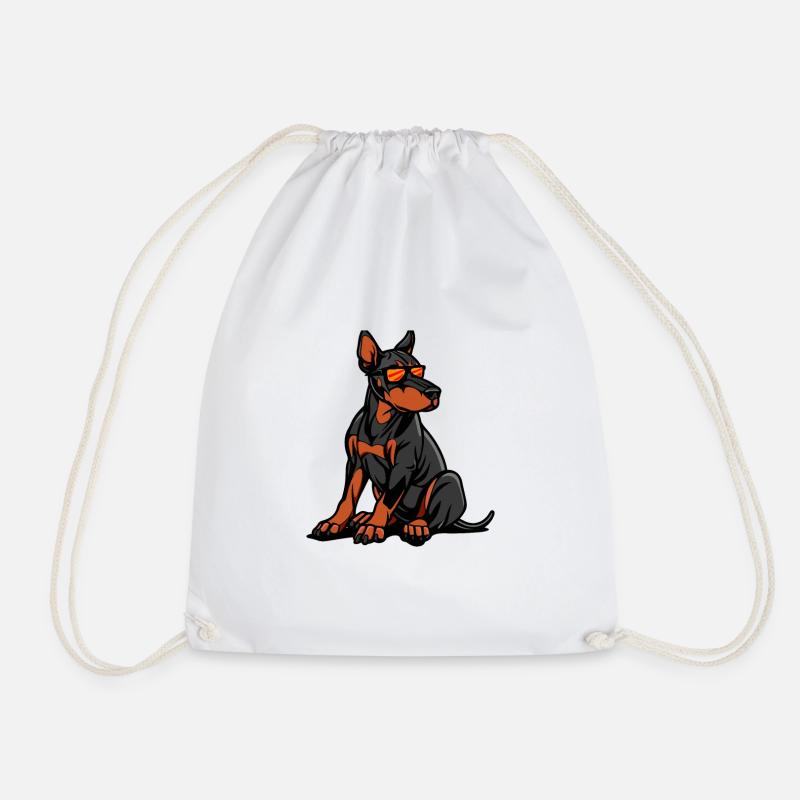Doberman Dog Comic Cool - Drawstring Bag - white