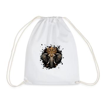 Elephant Crown Animal - Drawstring Bag - white - Front