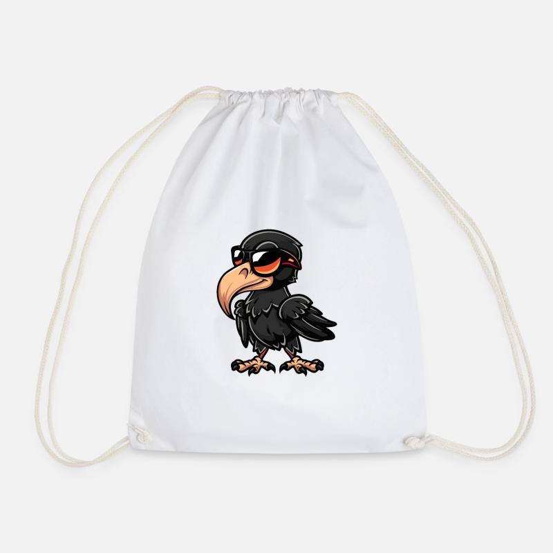 Corbeau oiseau bande dessinée cool - Sac de sport léger - blanc