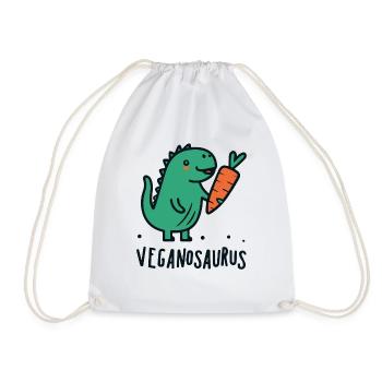 Veganosaurus Vegan Dinosaur Pun - Drawstring Bag - white - Front