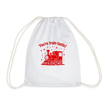 Railfan Train Enthusiast Locomotive Lover - Drawstring Bag - white - Front