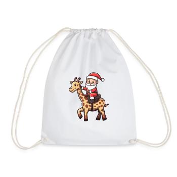 Girafe Père Noël dessin animé - Sac de sport léger - blanc - Devant