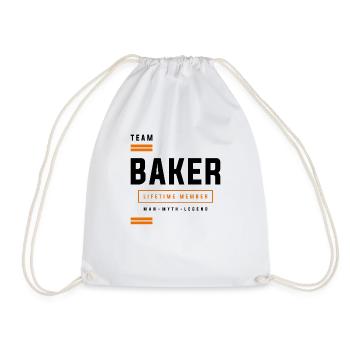 Team Baker Lifetime Member Funny Name Baker - Drawstring Bag - white - Front