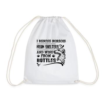 I Rescue Borzois From Shelters - Drawstring Bag - white - Front