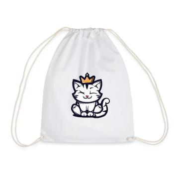 Chat Cartoon Couronne - Sac de sport léger - blanc - Devant