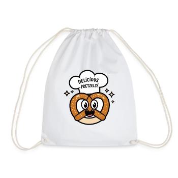 DELICIOUS PRETZELS - Drawstring Bag - white - Front