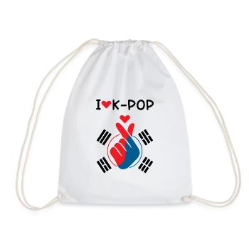 Ich Liebe K-Pop Fingerherz Flagge - Turnbeutel - Weiß - Vorne