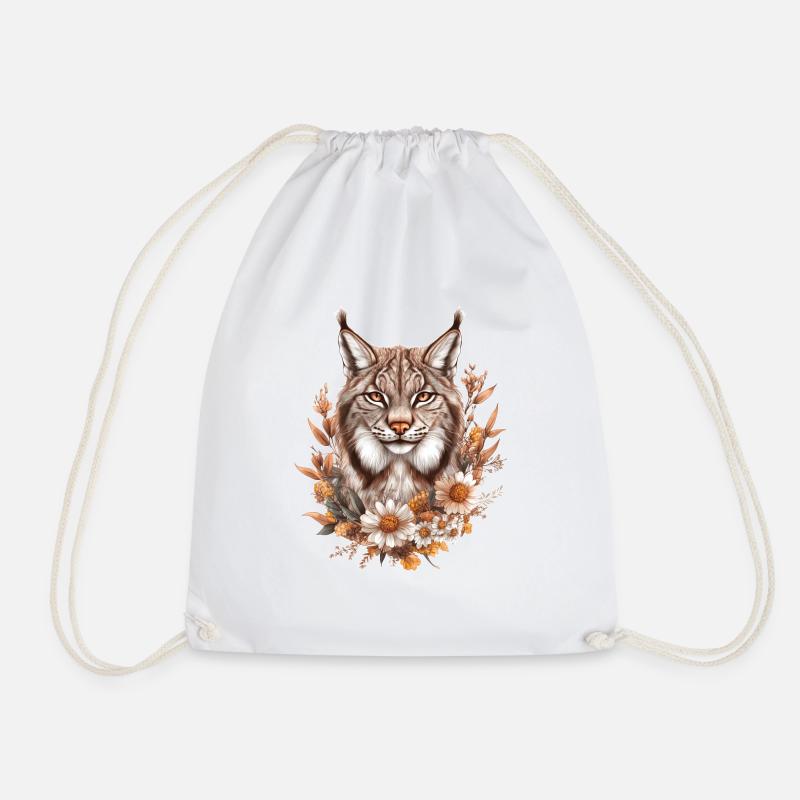Lynx avec des fleurs - Sac de sport léger - blanc
