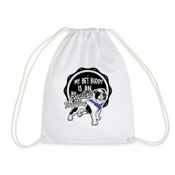 My best buddy is an english bulldog - Drawstring Bag - white - Front