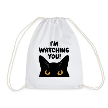 I ́m watching you Cat humor funny - Drawstring Bag - white - Front