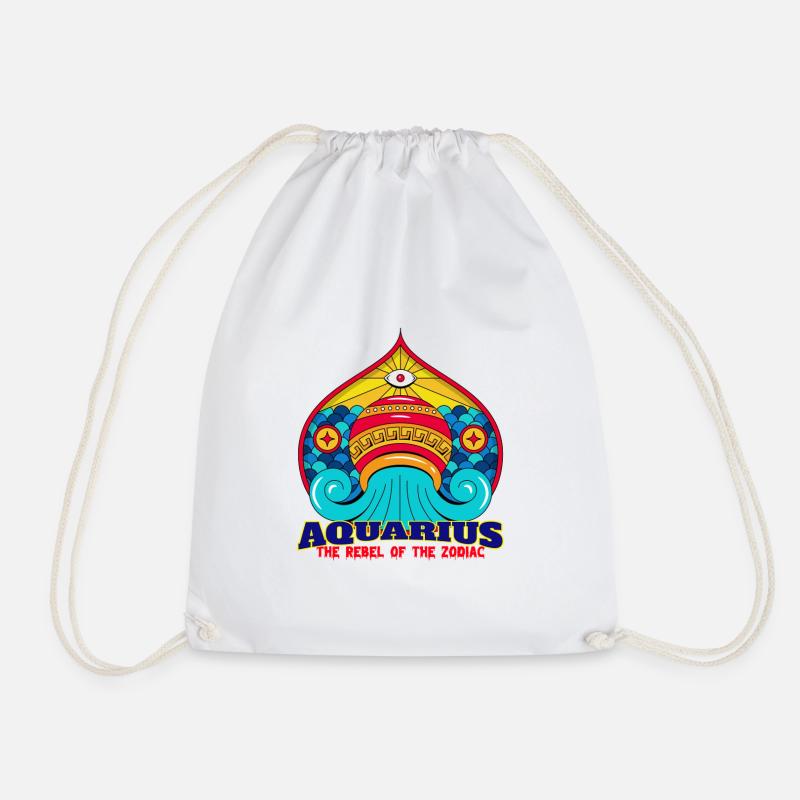 Aquarius star sign - Drawstring Bag - white