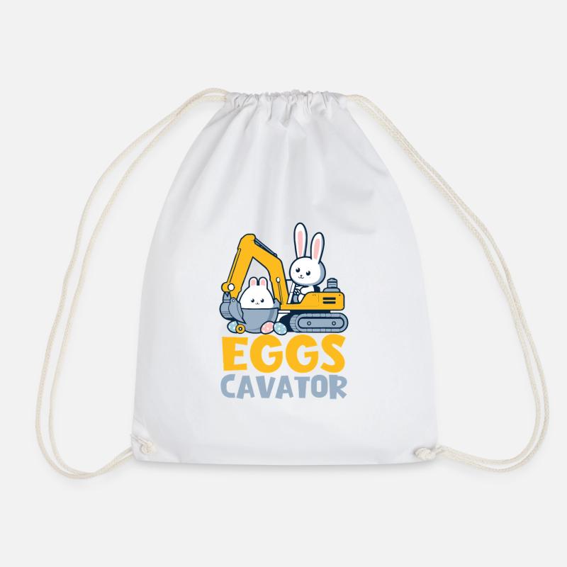 Eggs Cavator with Cute Rabbits - Drawstring Bag - white