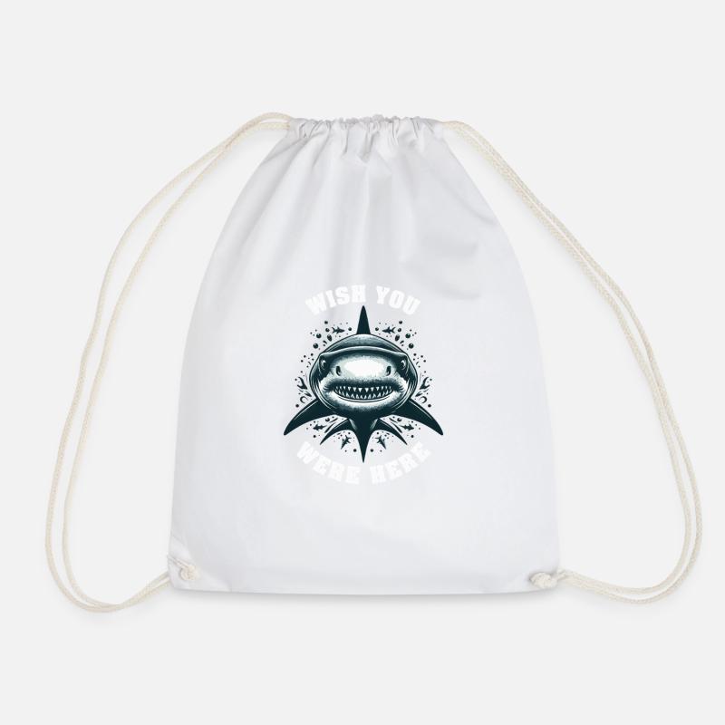 HAI - Spruch mit Wunsch Haifisch Meerestier Jäger - Turnbeutel - Weiß