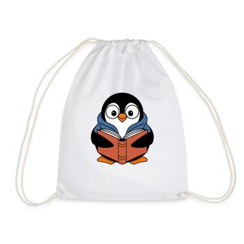 Pingouin avec livre pour rats de bibliothèque - Sac de sport léger - blanc - Devant