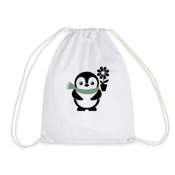 Pingouin mignon avec fleur pour tout le monde - Sac de sport léger - blanc - Devant