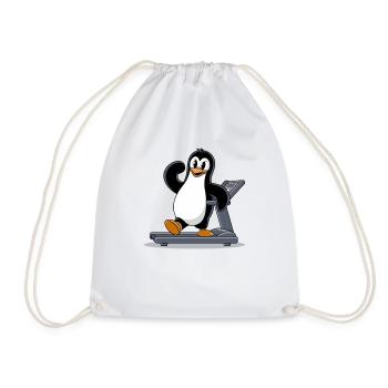 Lustiger Pinguin auf Laufband Cartoon Illustration - Turnbeutel - Weiß - Vorne