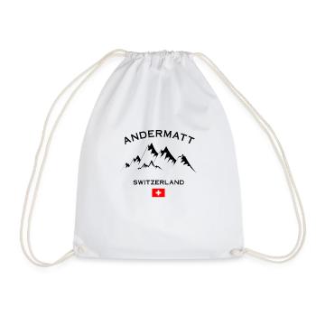 Andermatt Ski Resort Schweizer Alpen Ski-Souvenir - Turnbeutel - Weiß - Vorne