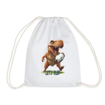 Rugby TRex T-rex T Rex Dinosaurier Dinosaur Comic - Drawstring Bag - white - Front