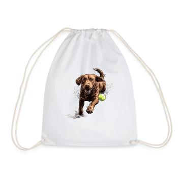 Brauner Labrador jagt einen Ball - Turnbeutel - Weiß - Vorne