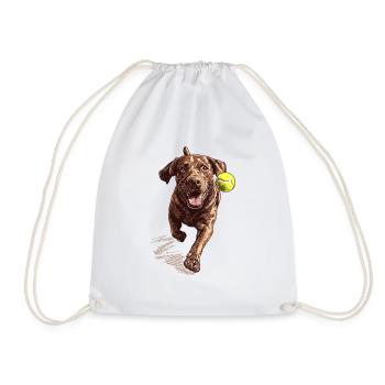 Brauner Labrador jagt einen Ball - Turnbeutel - Weiß - Vorne