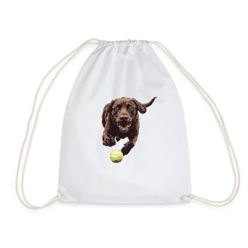 Brauner Labrador jagt einen Ball - Turnbeutel - Weiß - Vorne