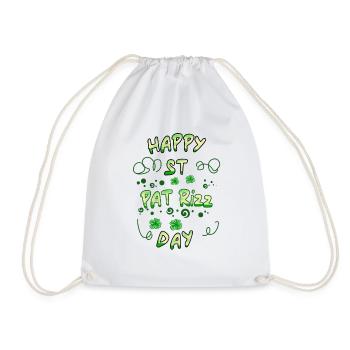 Happy St Pat Rizz Day Funny - Drawstring Bag - white - Front