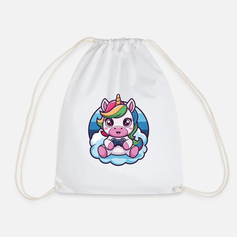 süßes Einhorn Gamer Unicorn mit Controller Gaming - Turnbeutel - Weiß