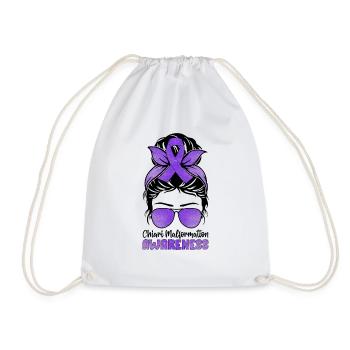 Chiari Malformation Awareness ACM Messy Bun - Drawstring Bag - white - Front