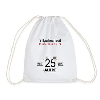 Silberhochzeit Gästebuch Silber Hochzeit 25. Jahre - Turnbeutel - Weiß - Vorne