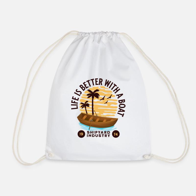 Boat Life Design - Drawstring Bag - white