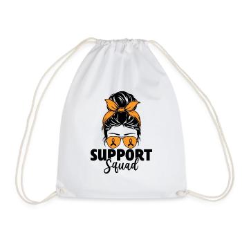 Support Squad Messy Bun Green Ribbon Kidney - Drawstring Bag - white - Front
