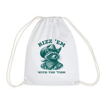 Rizz 'Em avec le western de cow-boy 'Tism Raccoon - Sac de sport léger - blanc - Devant