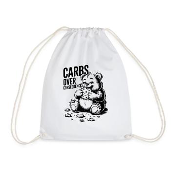 Carbs Over Consequences Bear Illustration - Drawstring Bag - white - Front