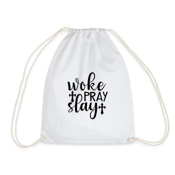 woke. pray. stay. - Turnbeutel - Weiß - Vorne