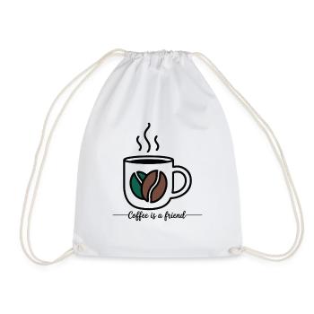 COFFEE IS A FRIEND - Drawstring Bag - white - Front